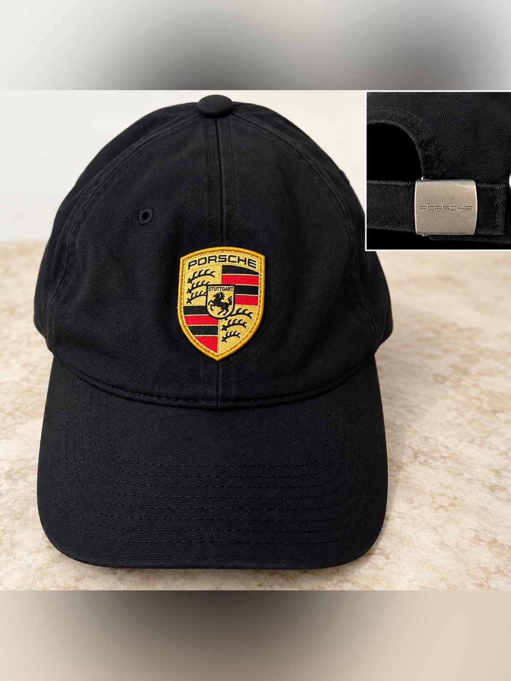 Porsche Black Baseball Cap with Embroidered Crest